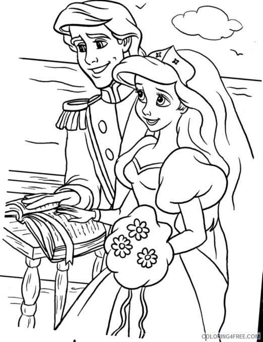 Ariel the Little Mermaid Coloring Pages Cartoons Ariel and Eric Printable 2020 0542 Coloring4free