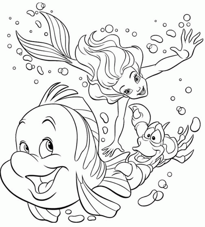 Ariel the Little Mermaid Coloring Pages Cartoons Ariel and Flounder Printable 2020 0546 Coloring4free
