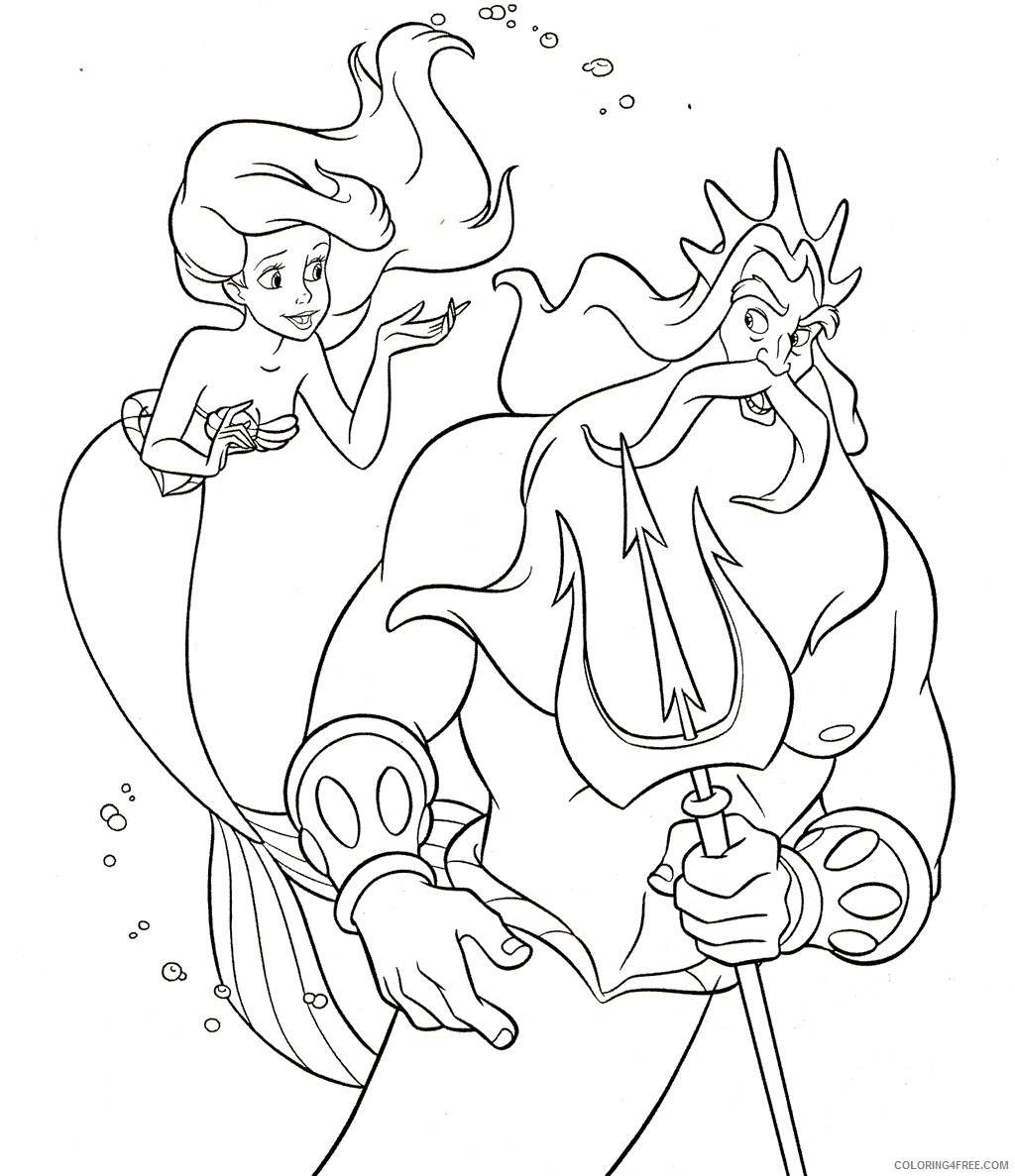 Ariel the Little Mermaid Coloring Pages Cartoons Ariel and King Triton Printable 2020 0547 Coloring4free