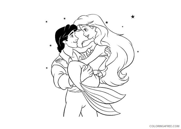 Ariel the Little Mermaid Coloring Pages Cartoons Ariel and prince 2 Printable 2020 0549 Coloring4free