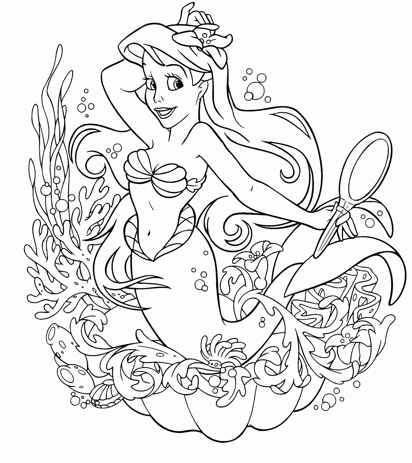 Ariel the Little Mermaid Coloring Pages Cartoons Princess Ariel Sheets for Girls Printable 2020 0604 Coloring4free