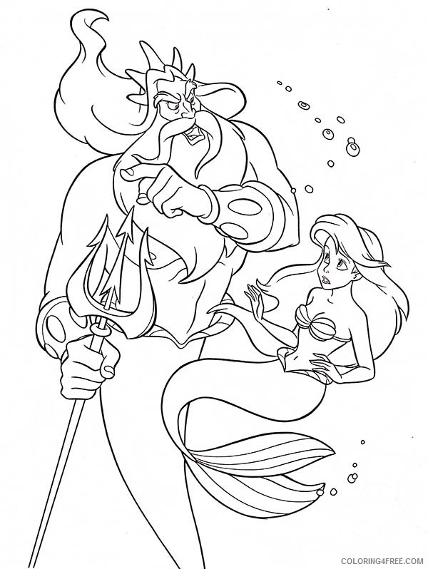 Ariel the Little Mermaid Coloring Pages Cartoons Walt Disney King Triton is Angry to Ariel Printable 2020 0610 Coloring4free