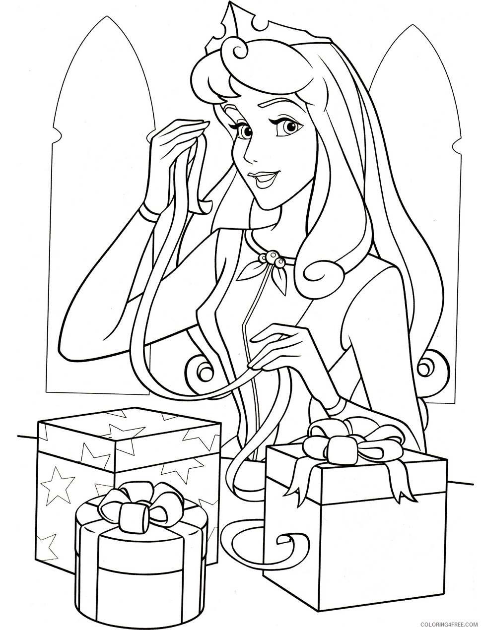 Aurora Coloring Pages Cartoons 1567496718_aurora_with_gift_box a4 Printable 2020 0834 Coloring4free