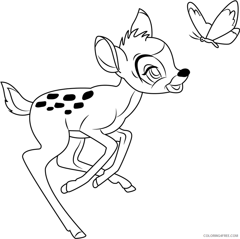 Bambi Coloring Pages Cartoons 1531534337_bambi playing with butterfly a4 Printable 2020 0916 Coloring4free