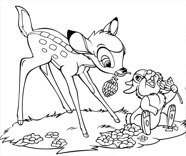 Bambi Coloring Pages Cartoons 1531534660_bambi and thumper eating a4 Printable 2020 0918 Coloring4free