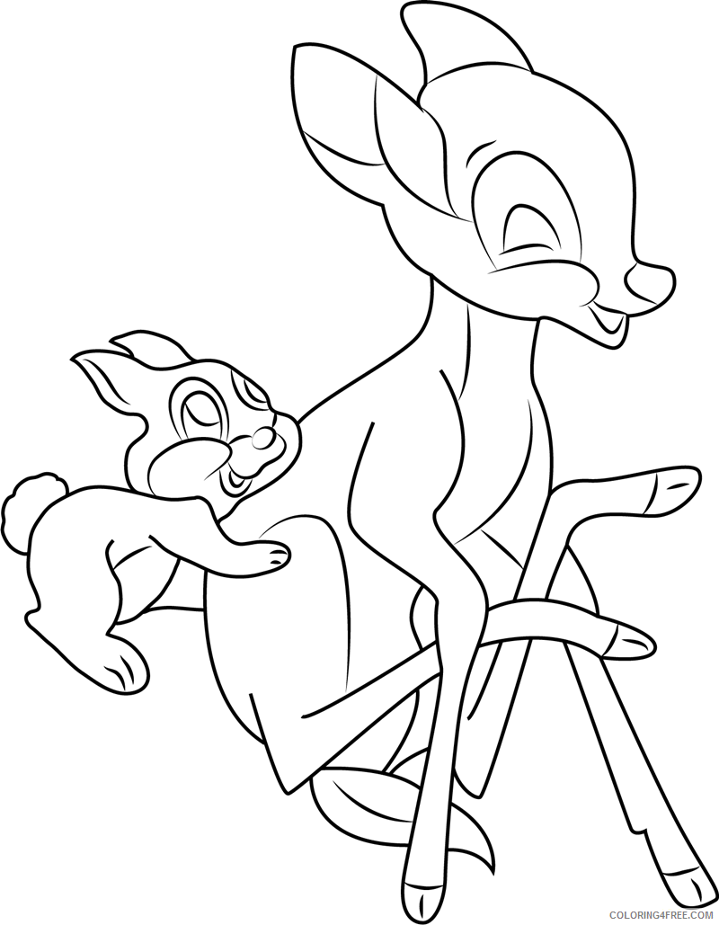 Bambi Coloring Pages Cartoons 1531534999_bambi playing with thumper a4 Printable 2020 0920 Coloring4free