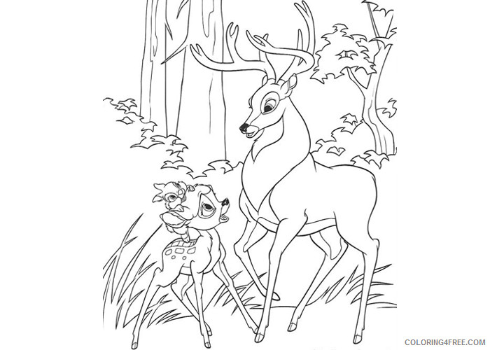 Bambi Coloring Pages Cartoons Bambi Thumper and Roe Printable 2020 1024 Coloring4free