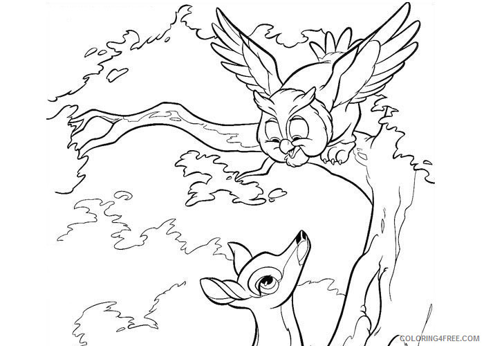 Bambi Coloring Pages Cartoons Bambi owl Printable 2020 1020 Coloring4free