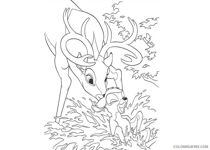 Bambi Coloring Pages Cartoons Roe and little Bambi Printable 2020 1035 Coloring4free