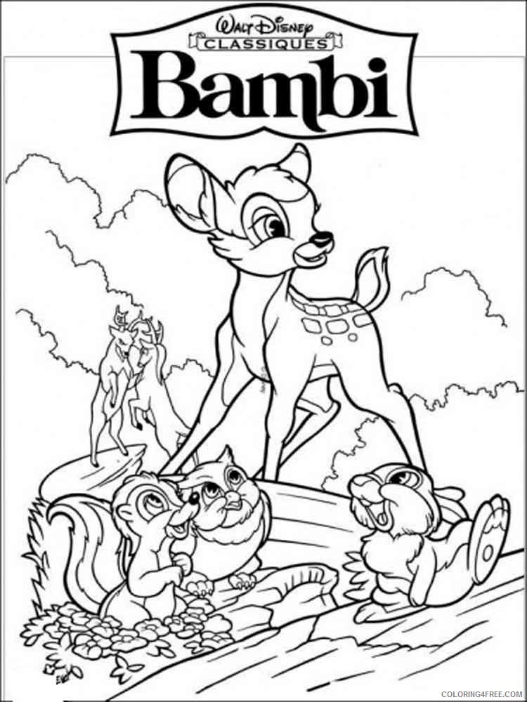 Bambi Coloring Pages Cartoons bambi and friends 15 Printable 2020 0965 Coloring4free
