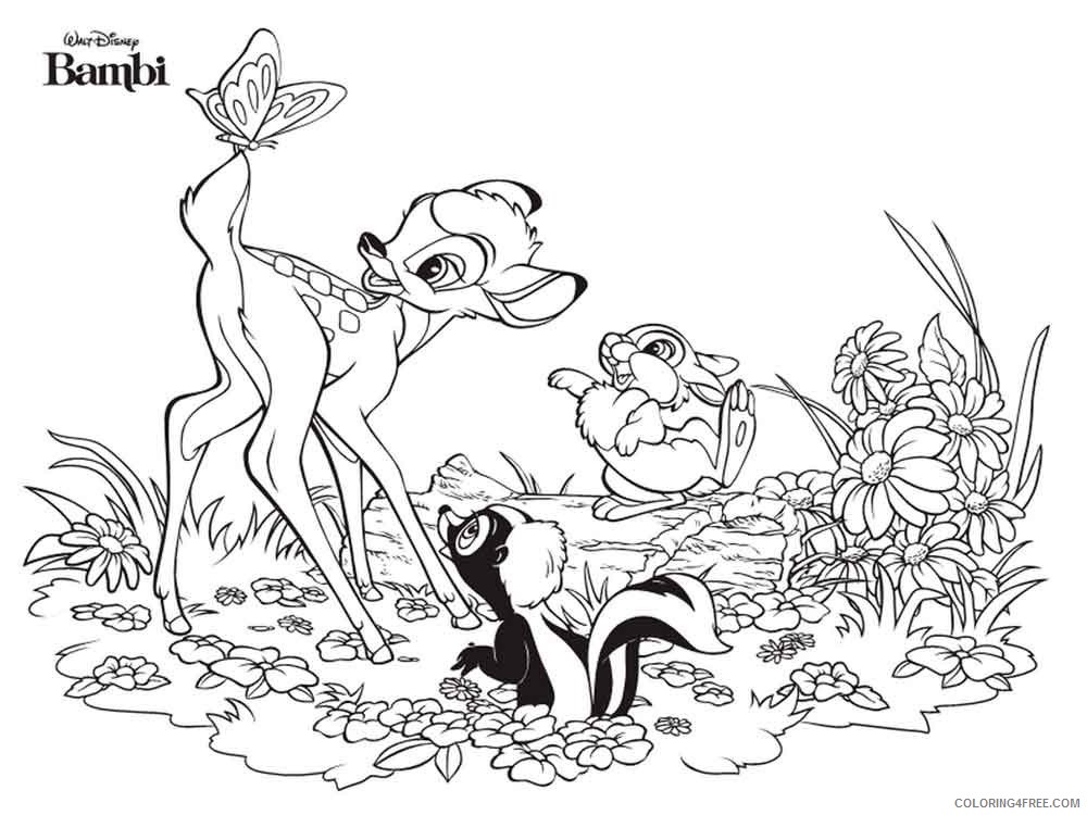 Bambi Coloring Pages Cartoons bambi and friends 4 Printable 2020 0969 Coloring4free