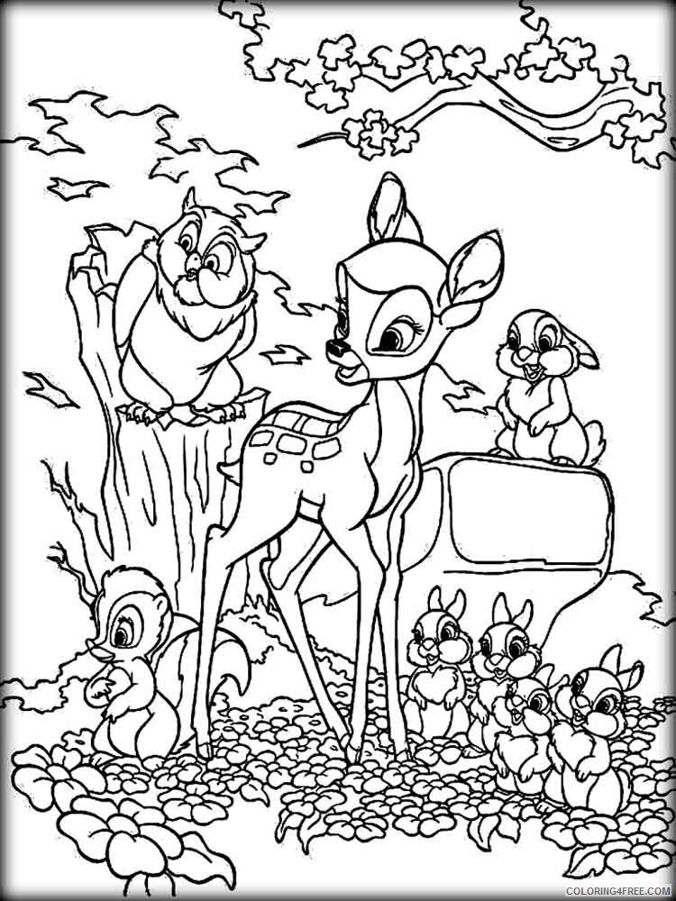 Bambi Coloring Pages Cartoons bambi and friends 9 Printable 2020 0970 Coloring4free