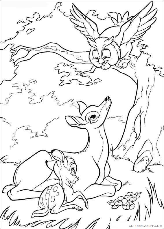 Bambi Coloring Pages Cartoons bambi and mom and owl Printable 2020 0971 Coloring4free