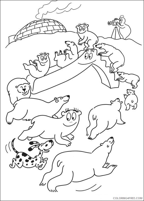 Barbapapa Coloring Pages Cartoons barbapapa with polarbears Printable 2020 1050 Coloring4free