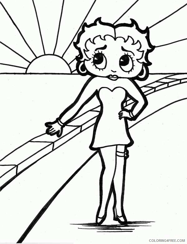 Betty Boop Coloring Pages Cartoons Betty Boop Waiting for Sunset Printable 2020 1353 Coloring4free
