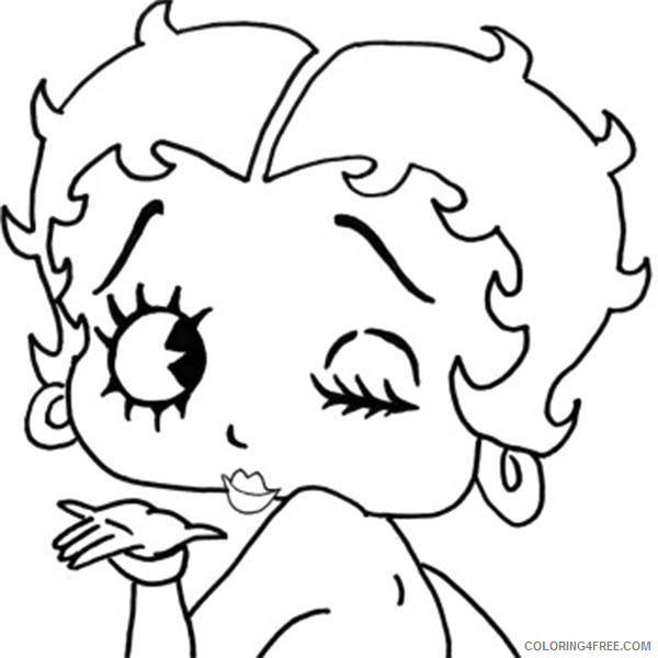 Betty Boop Coloring Pages Cartoons Betty Boop Winking Printable 2020 1354 Coloring4free