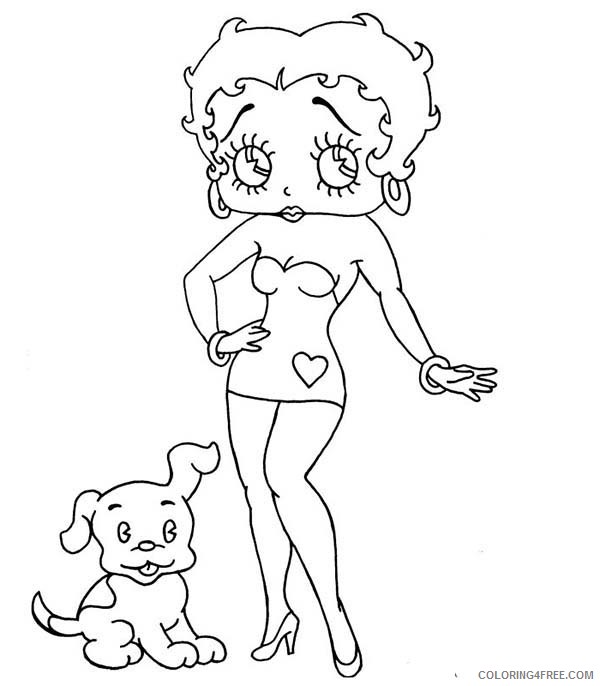 Betty Boop Coloring Pages Cartoons Betty Boop and Her Pet Pudgy Printable 2020 1330 Coloring4free
