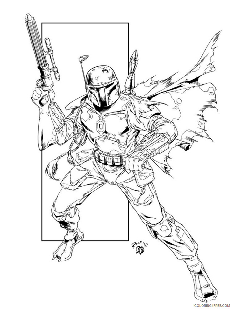 Boba Fett Coloring Pages Cartoons boba fett for boys 13 Printable 2020 1383 Coloring4free