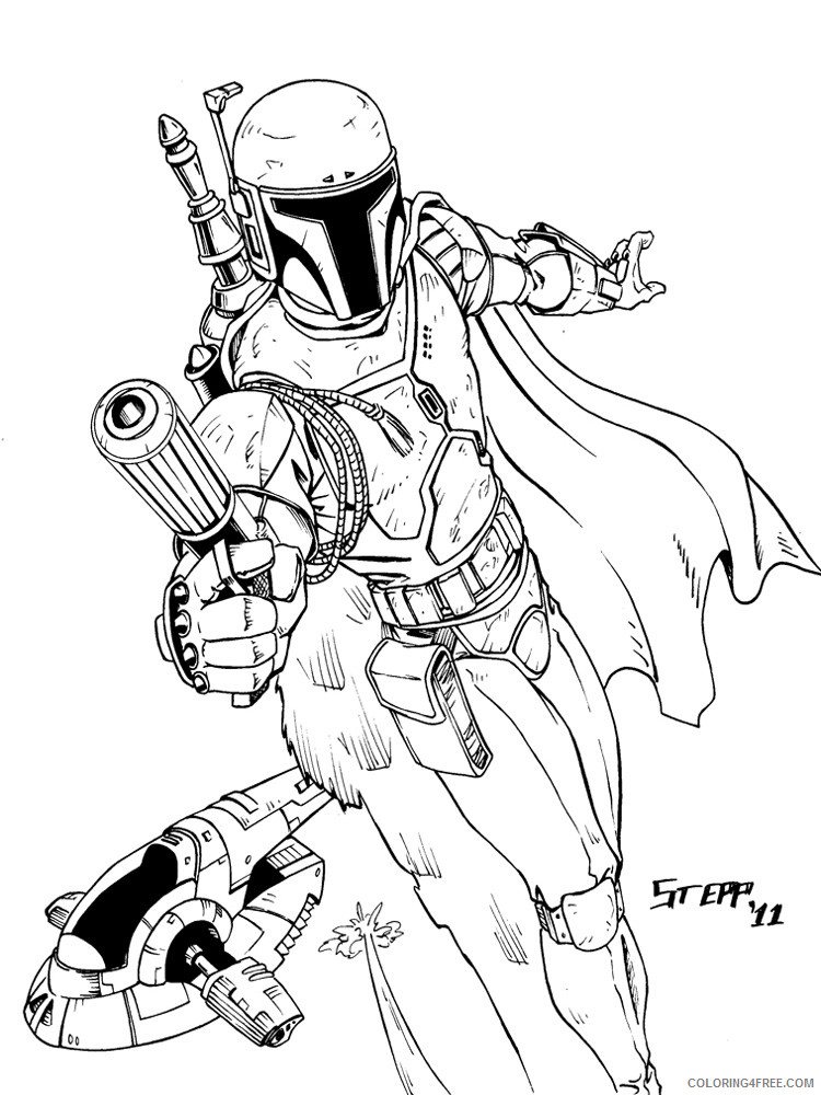 Boba Fett Coloring Pages Cartoons boba fett for boys 5 Printable 2020 1387 Coloring4free
