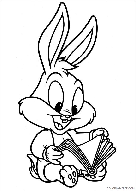 Bugs Bunny Coloring Pages Cartoons 1533694138_baby bugs bunny reading a4 Printable 2020 1398 Coloring4free