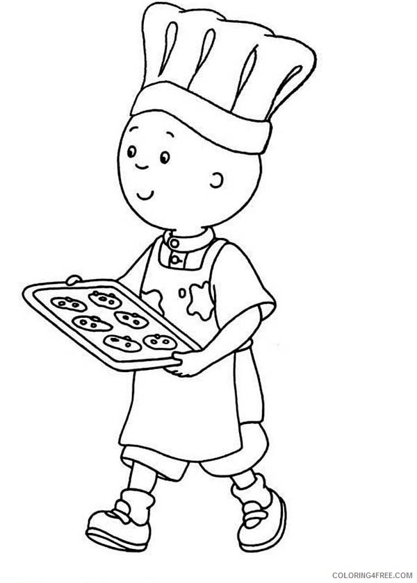 Caillou Coloring Pages Cartoons Caillou Bake Cookie Printable 2020 1456 Coloring4free