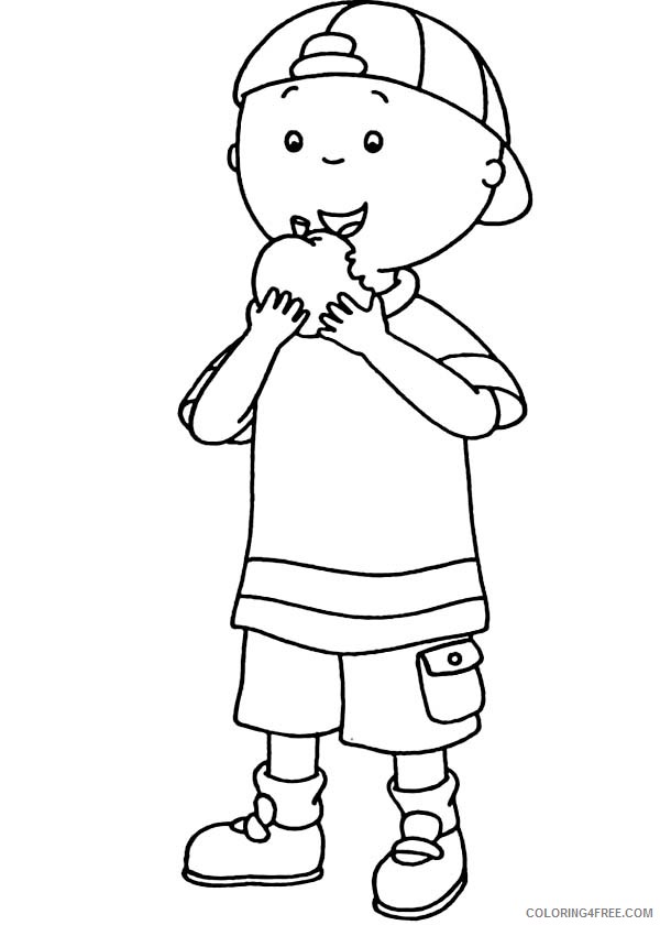 Caillou Coloring Pages Cartoons Caillou Eating Apple Printable 2020 1497 Coloring4free