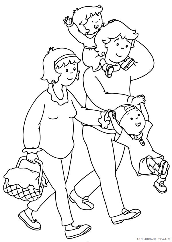 Caillou Coloring Pages Cartoons Caillou Family is Going to Picnic Printable 2020 1498 Coloring4free