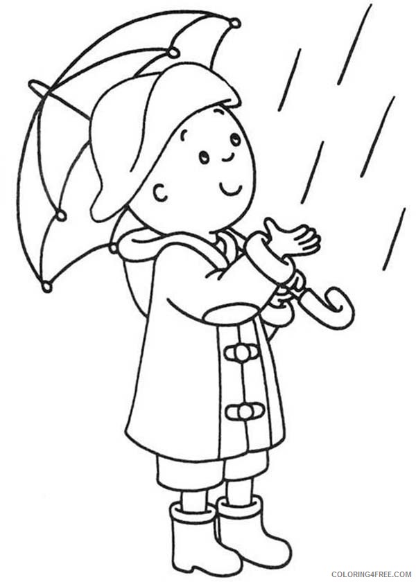 Caillou Coloring Pages Cartoons Caillou Wear Raincoat Printable 2020 1511 Coloring4free
