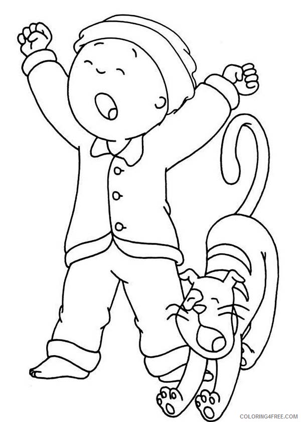 Caillou Coloring Pages Cartoons Caillou and His Cat Gilbert Yawning Printable 2020 1450 Coloring4free