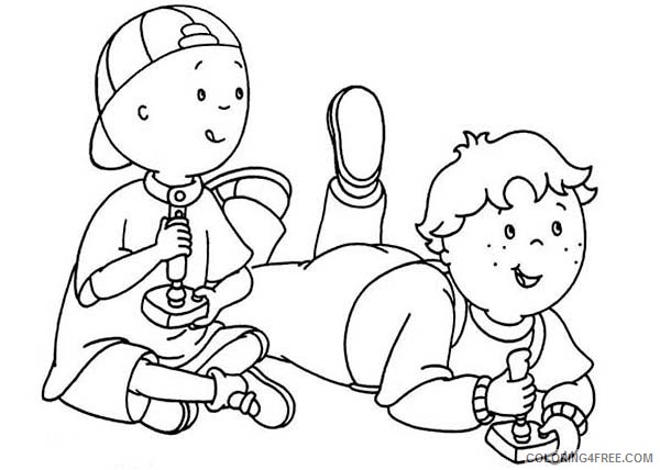 Caillou Coloring Pages Cartoons Caillou and Leo Play Video Games Printable 2020 1452 Coloring4free