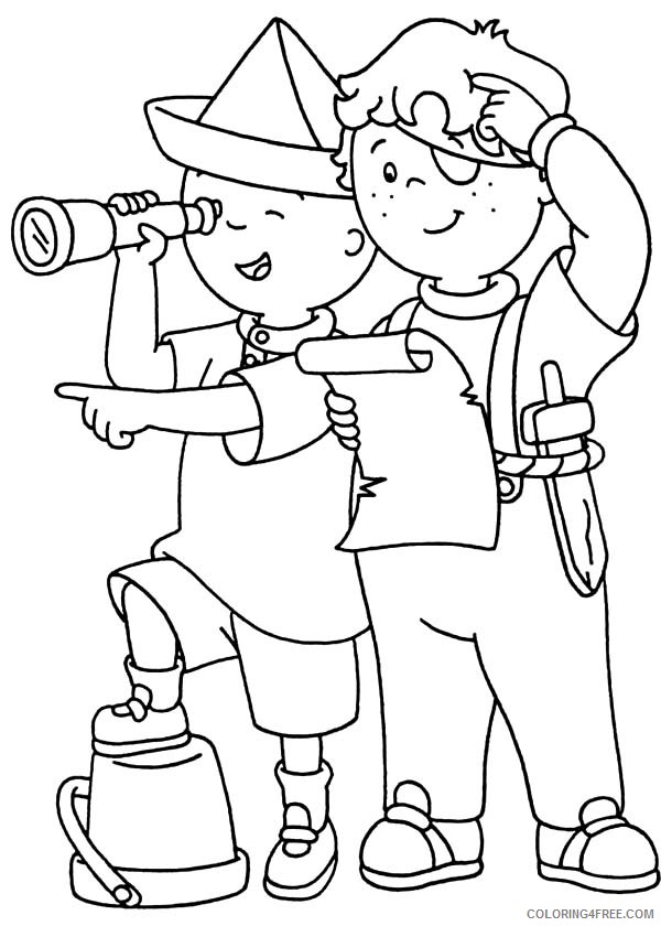 Caillou Coloring Pages Cartoons Caillou and Leo Playing Pirate Printable 2020 1451 Coloring4free