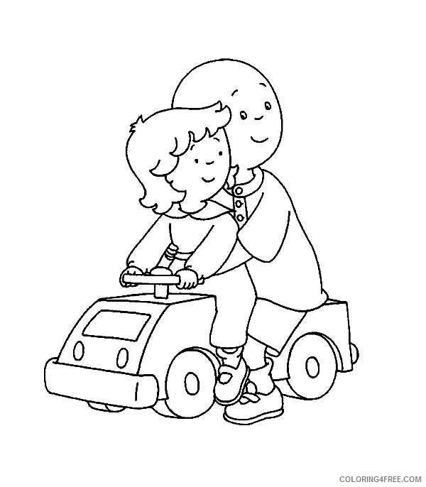 Caillou Coloring Pages Cartoons Caillou and Rosie Ride Car Toy Printable 2020 1455 Coloring4free