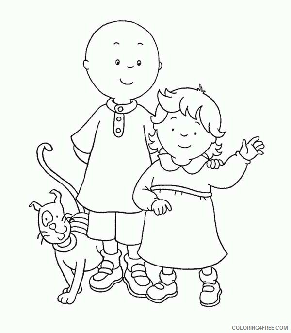 Caillou Coloring Pages Cartoons Caillou and Rosie and Their Cat Gilbert Printable 2020 1453 Coloring4free