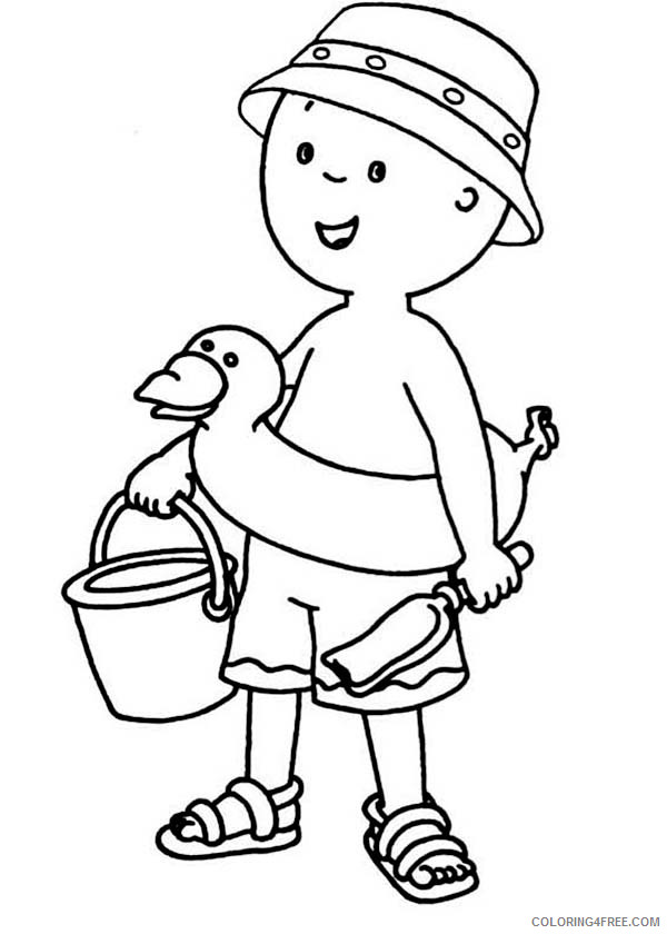 Caillou Coloring Pages Cartoons Caillou is ready to Paly at the Beach Printable 2020 1503 Coloring4free
