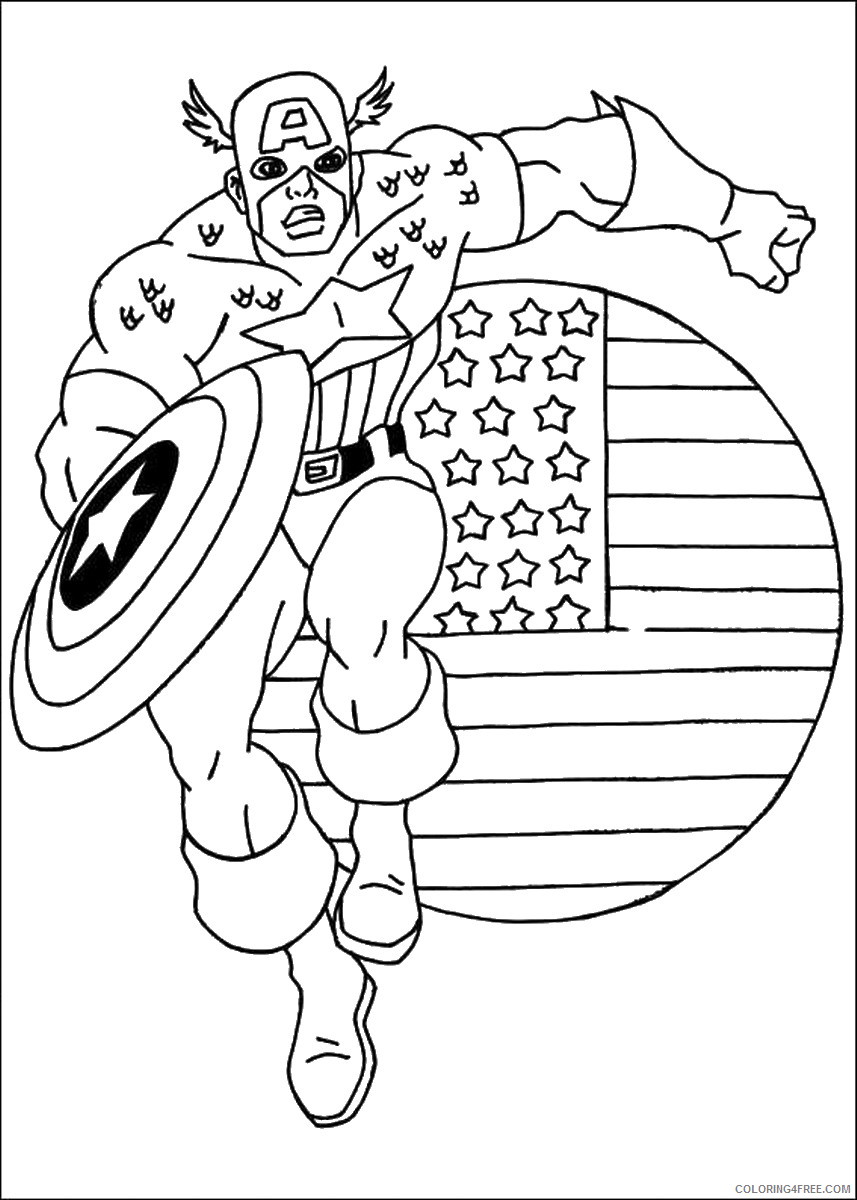 Раскраска Супергерои Капитан Америка