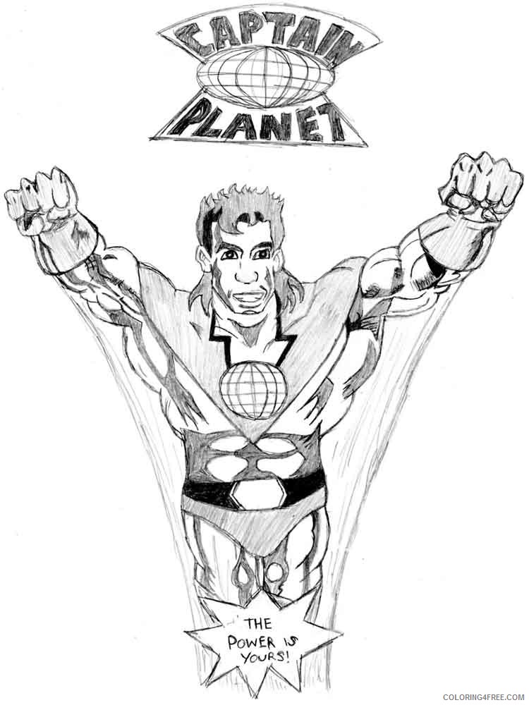Captain Planet Coloring Pages Cartoons captain planet 5 Printable 2020 1540 Coloring4free