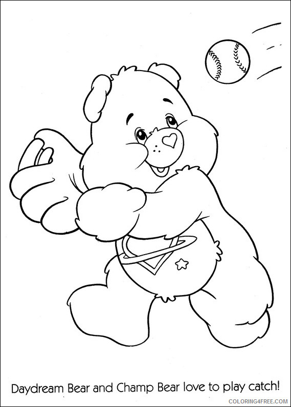 Care Bears Coloring Pages Cartoons care bears playing baseball Printable 2020 1603 Coloring4free