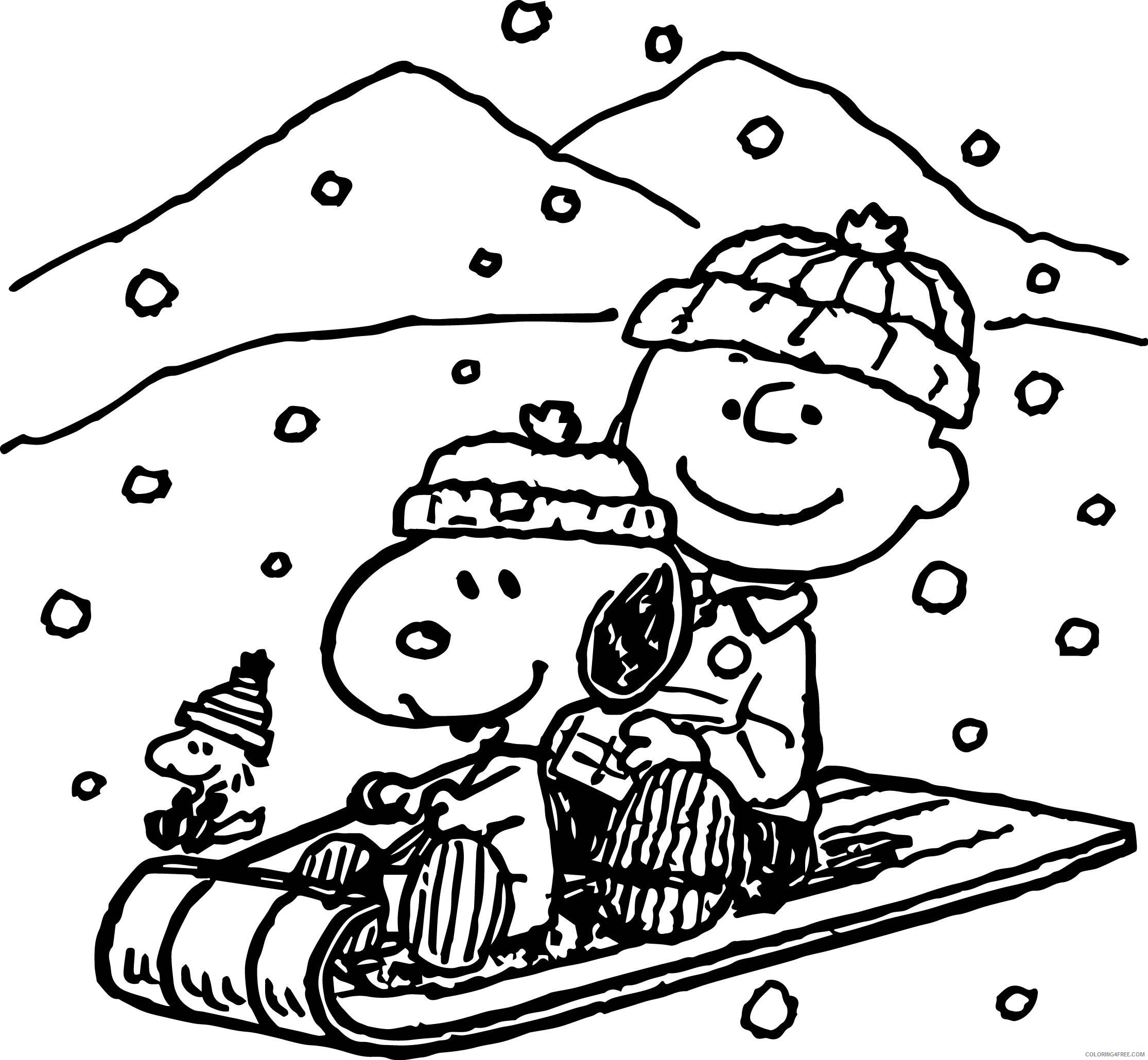 Charlie Brown Coloring Pages Cartoons Charlie Brown Christmas Sledding Printable 2020 1628 Coloring4free