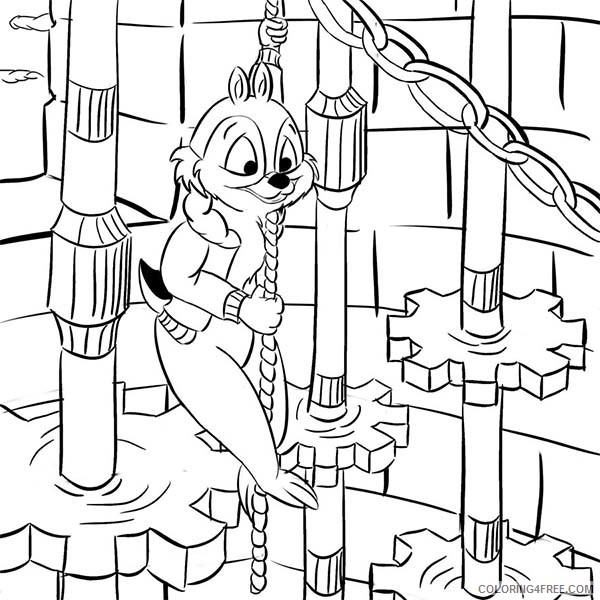 Chip and Dale Coloring Pages Cartoons Chip Getting Down with a Rope in Chip and Dale Printable 2020 1665 Coloring4free