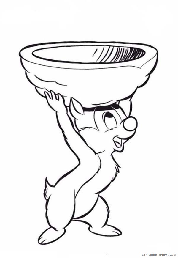Chip and Dale Coloring Pages Cartoons Chip Lifting Big Bowl in Chip and Dale Printable 2020 1668 Coloring4free