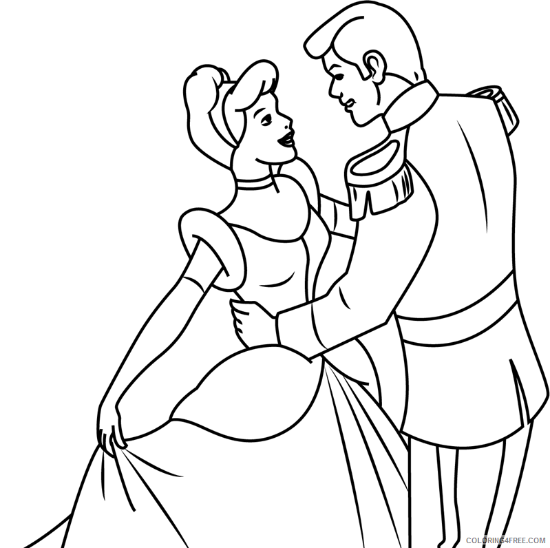 Cinderella Coloring Pages Cartoons 1532573809_prince charming and cinderella dancing a4 Printable 2020 1681 Coloring4free