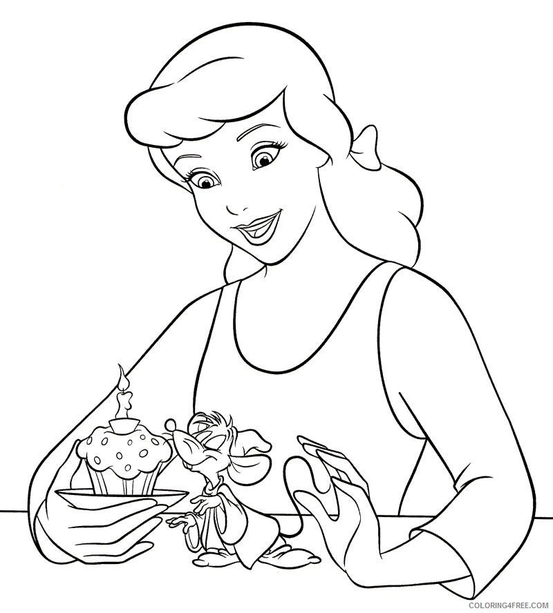 Cinderella Coloring Pages Cartoons Cinderella and Mice Printable 2020 1747 Coloring4free