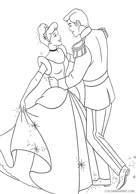 Cinderella Coloring Pages Cartoons Cinderella and Prince Charming Printable 2020 1748 Coloring4free