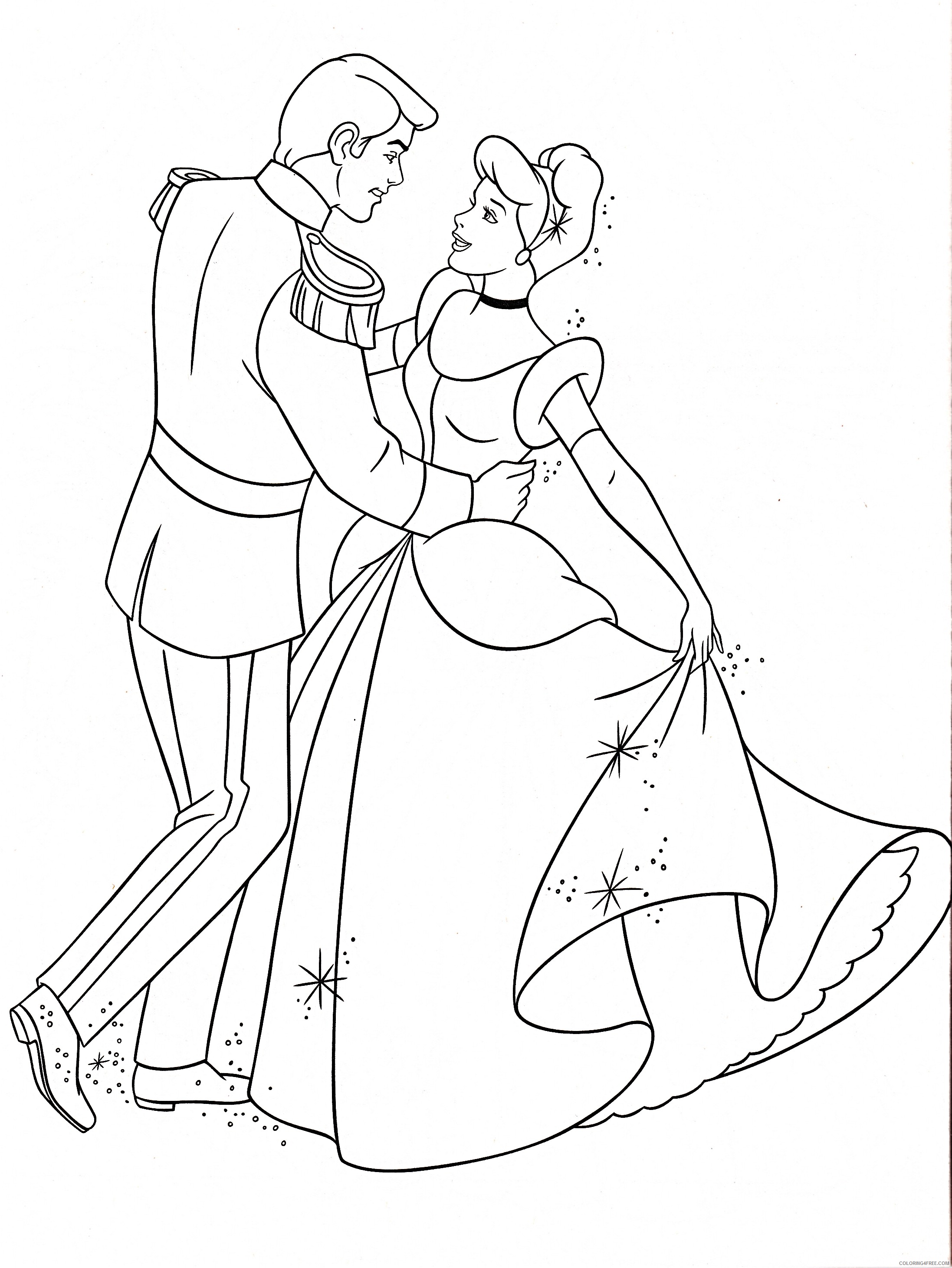 Cinderella Coloring Pages Cartoons Cinderella and Prince Charming Printable 2020 1783 Coloring4free