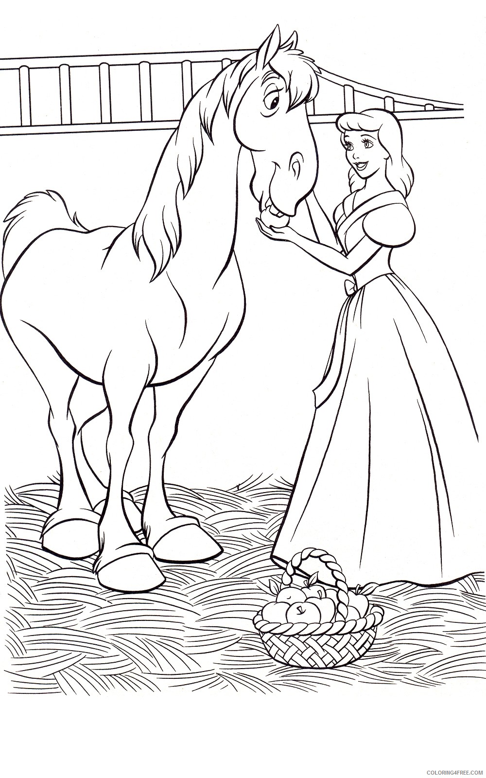 Cinderella Coloring Pages Cartoons Cinderella and Prince Printable 2020 1750 Coloring4free