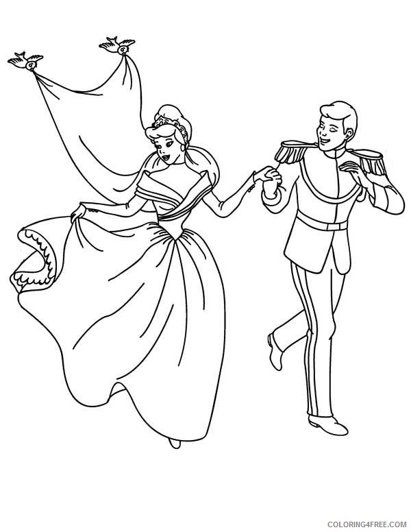 Cinderella Coloring Pages Cartoons Cinderella and Prince Wedding Printable 2020 1751 Coloring4free