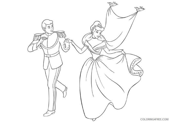 Cinderella Coloring Pages Cartoons Cinderella and prince 2 Printable 2020 1749 Coloring4free
