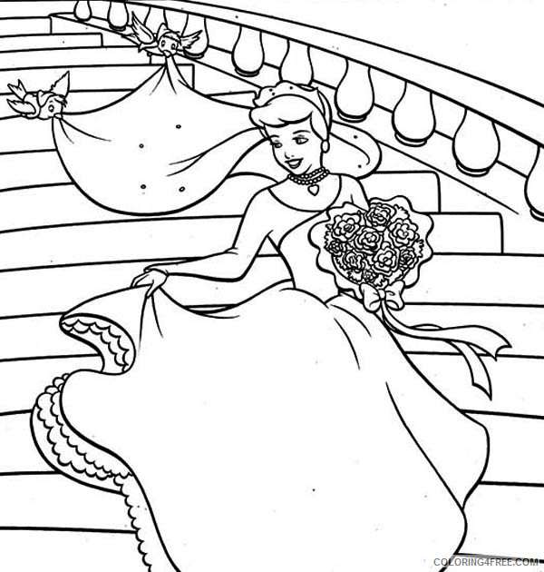 Cinderella Coloring Pages Cartoons Cinderella in Wedding Dress Printable 2020 1779 Coloring4free