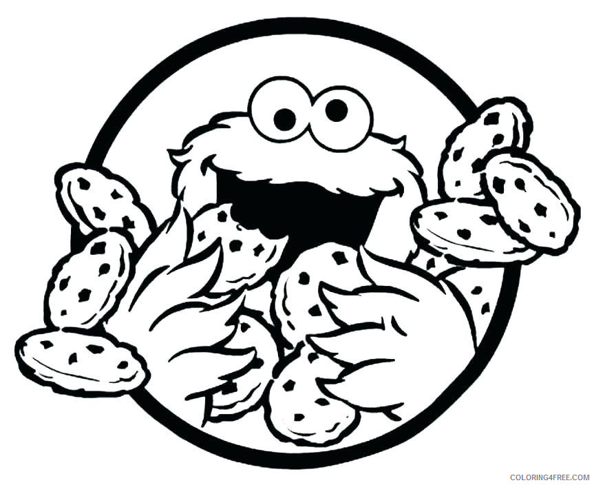Cookie Monster Coloring Pages Cartoons Cookie Monster Eating Cookies Printable 2020 1854 Coloring4free