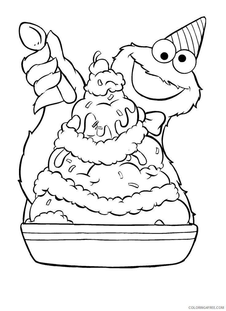 Cookie Monster Coloring Pages Cartoons Cookie Monster Ice Cream Printable 2020 1855 Coloring4free